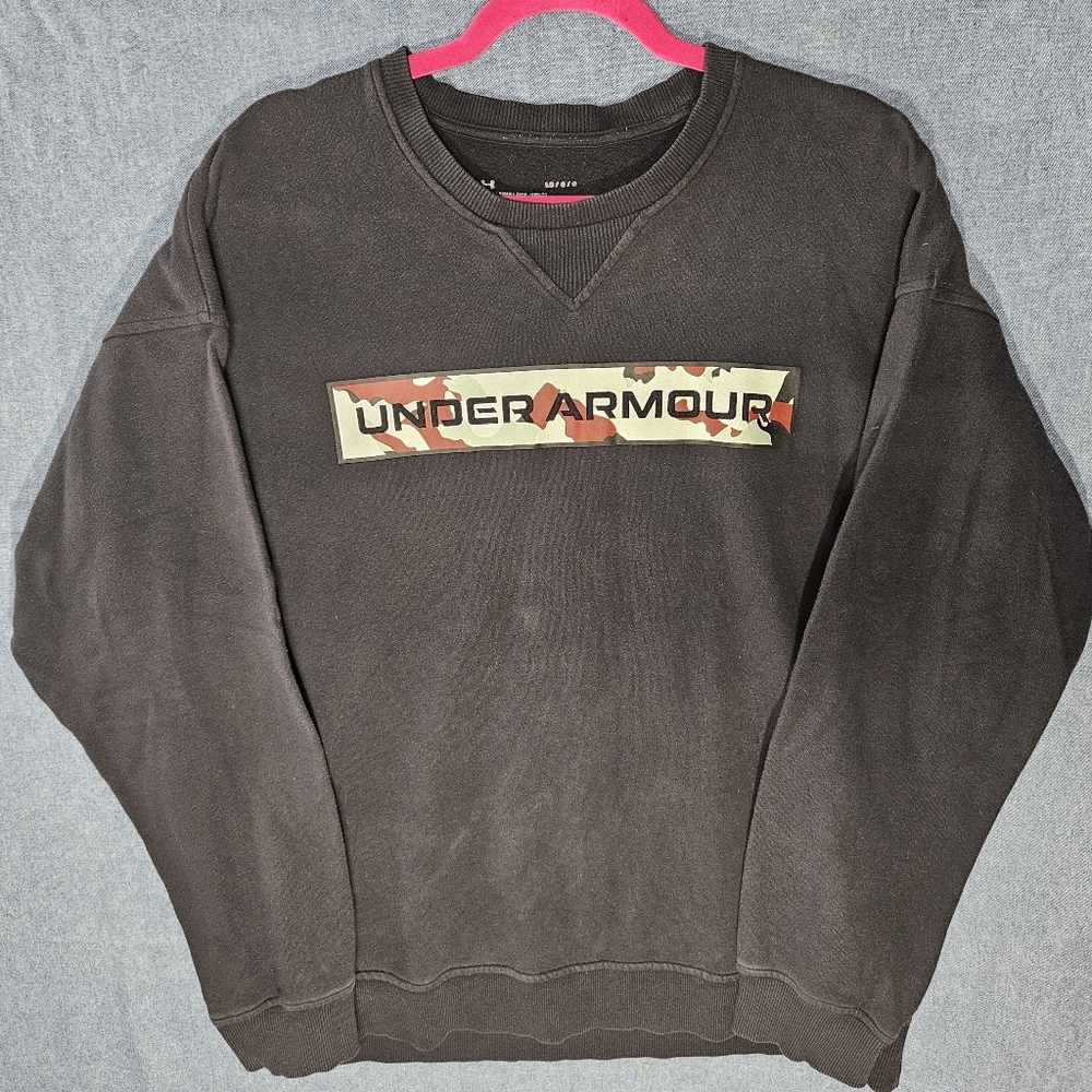 Under Armour Camo Logo Crewneck Sweatshirt - Black - Size Large